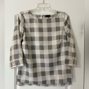 The Limited Gray and White Boxy Blouse